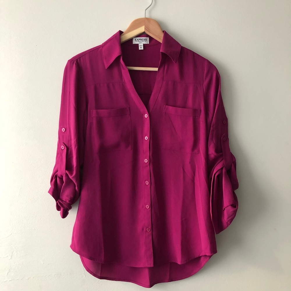 Express Slim Fit, Long Sleeve Blouse